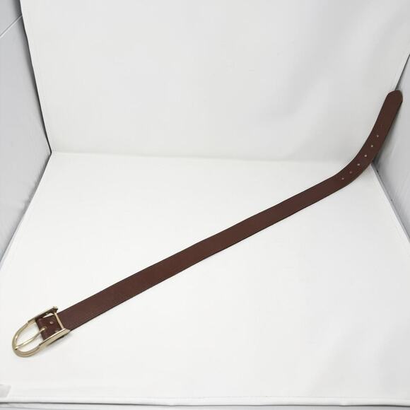 Brown Leather Top Grain Cowhide Belt Gold Tone Buckle Women's Size 26 to 30 - Picture 9 of 11